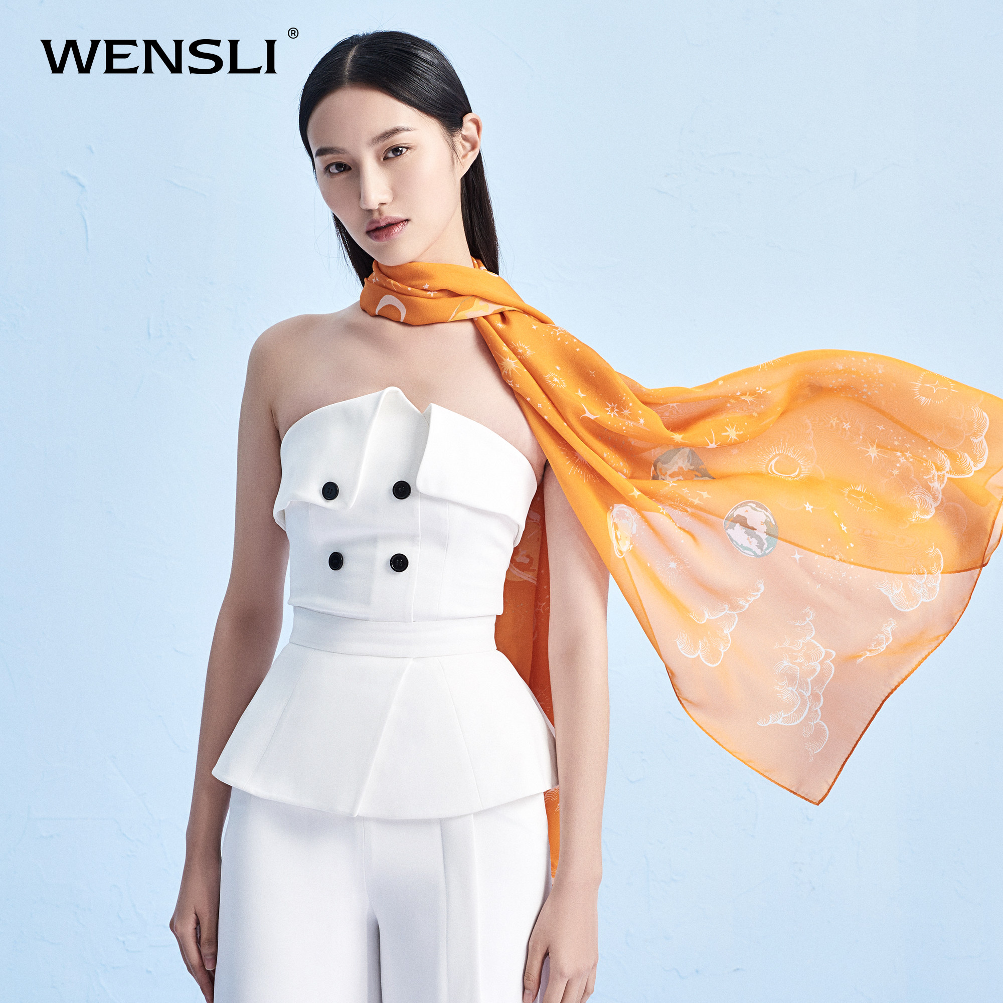 wensli万事利夏季真丝披肩纱巾女士丝巾两用时尚围巾