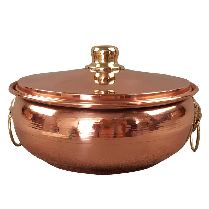 火锅家用电磁炉纯紫紫铜双耳纯铜汤锅饭店涮肉锅火锅