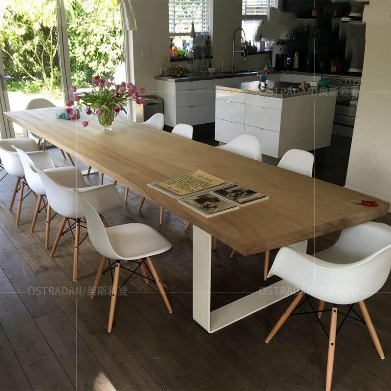 北欧餐桌实木长方形餐台酒店商用吧台长条大型实木餐桌