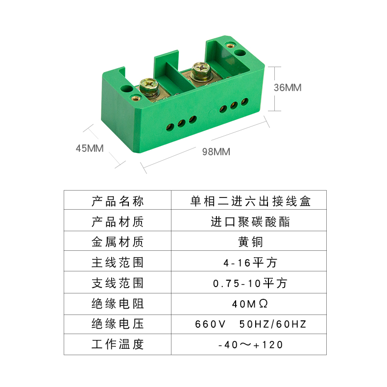 二进接线端子单相fj6计量电表分线电线家用接线盒接线端子