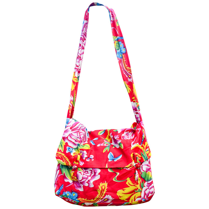 丹凤布艺复古款东北大花布八十年代老款学生书包购物袋