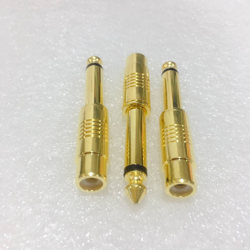 镀金6.5转莲花母头调音音频转换6.5mm插头av转接头