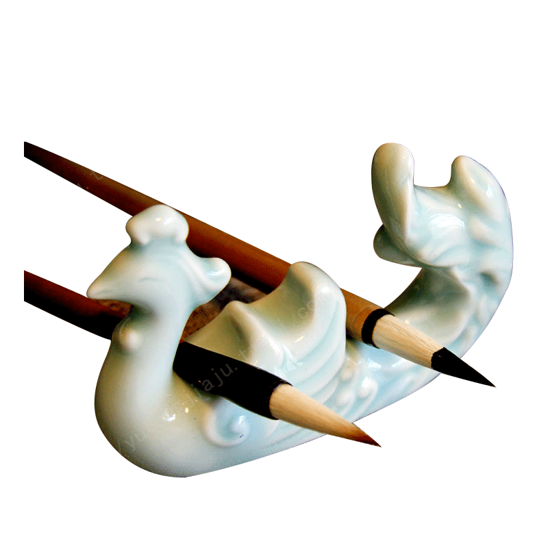 笔架雨彤景德镇陶瓷手工工艺创意家居凤凰毛笔架搁笔家居其他工艺饰品