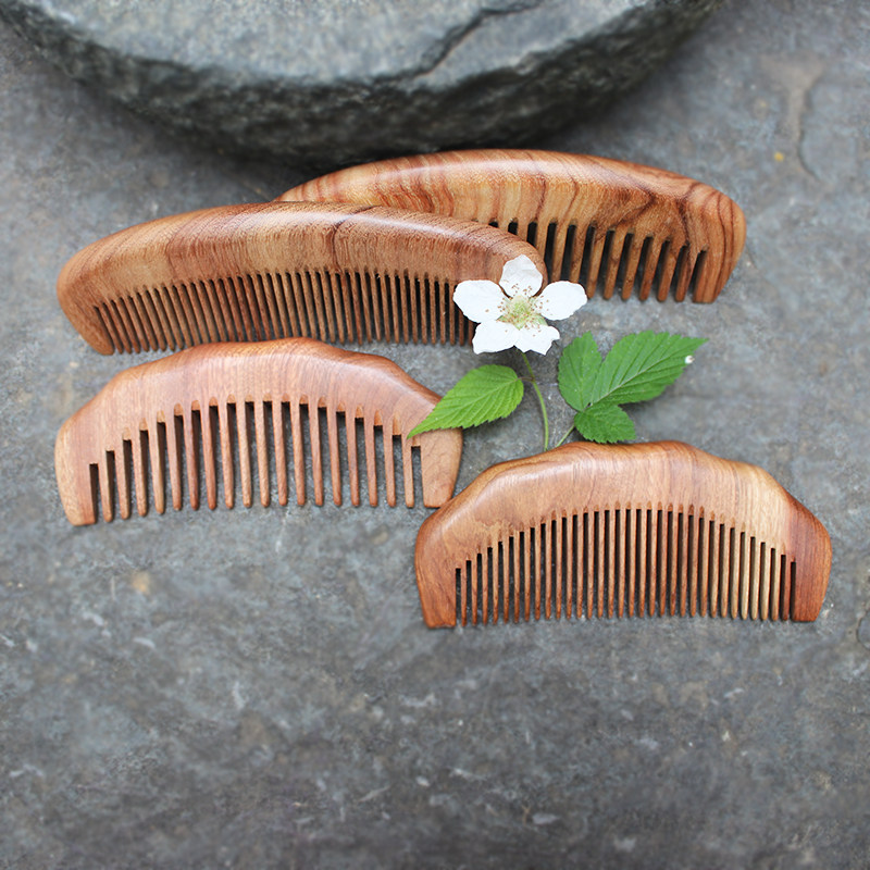 梳子天然实木木香樟木半月复古无柄半圆男女梳子