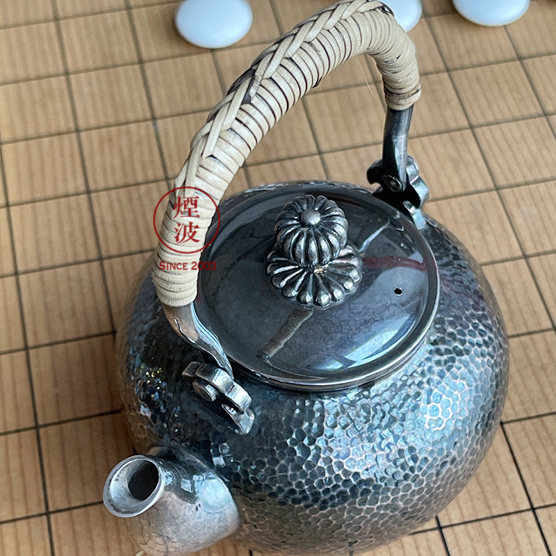 日本千家十职金物师十一一代中川净益纯银银制茶壶