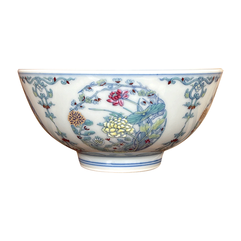 景德镇觉山隐窑赏珍款斗彩四季花卉蝶恋花内画鸡心茶杯