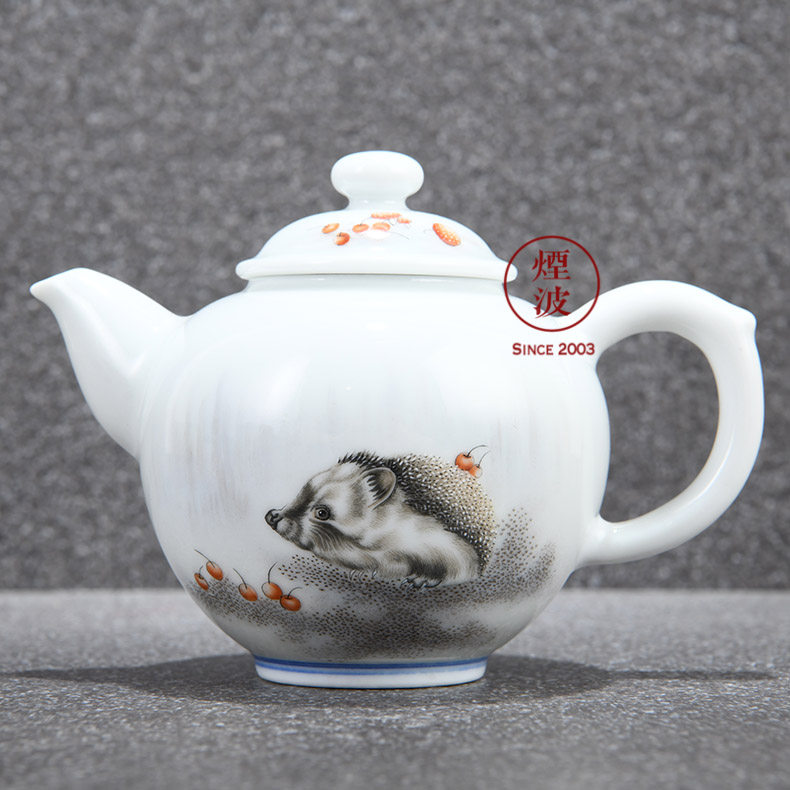烟波 景德镇 小孤堂 霜尘 手绘粉彩瓷器 闲中最乐 瓷壶茶壶泡茶壶