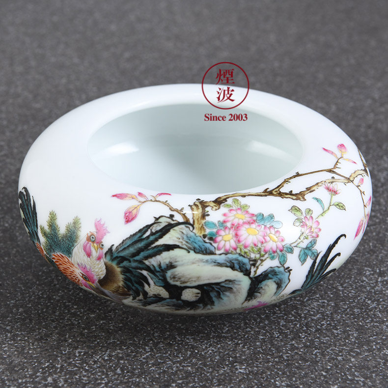 景德镇春风祥玉 邹俊窑制款 手绘粉彩瓷器 冠上冠 水盂 笔洗