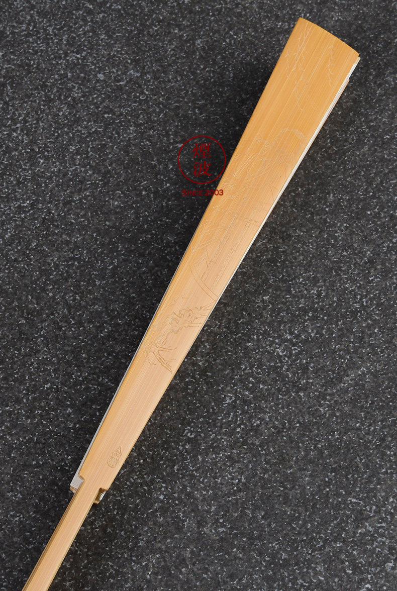 烟波十四扇子折扇方折扇2.5排口刻扇一尺周云龙立人工艺扇