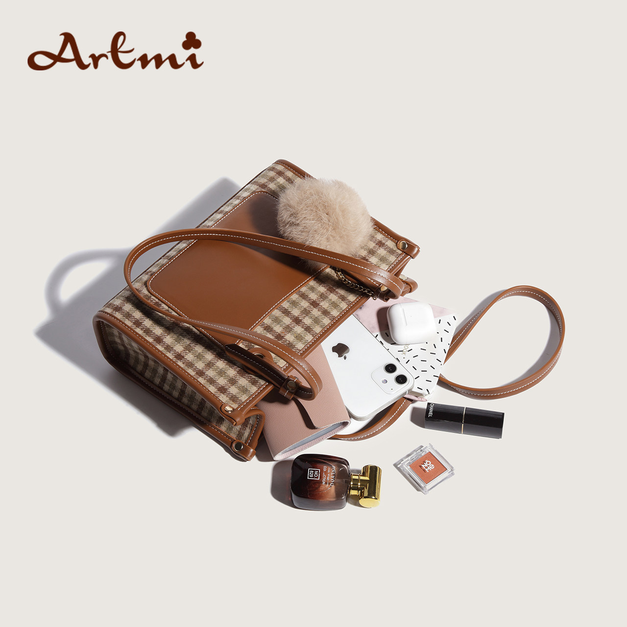 大容量格子棋盘包棋盘托特2021新款单肩时尚秋冬通用款女包