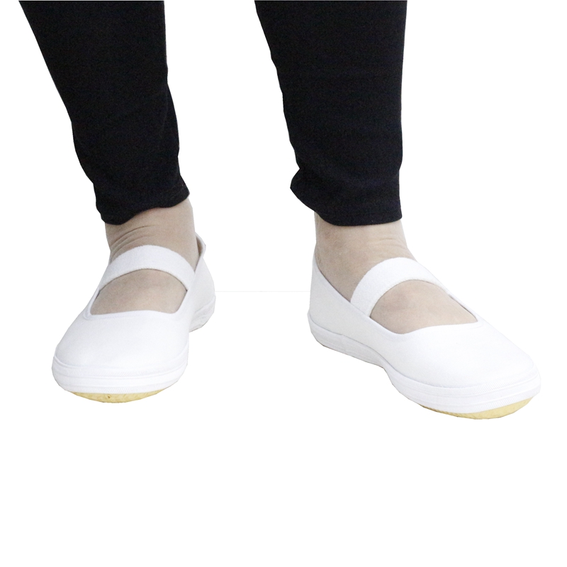 免包白球鞋套脚帆布舞蹈鞋女学生小白鞋一带白一带芭蕾帆布鞋