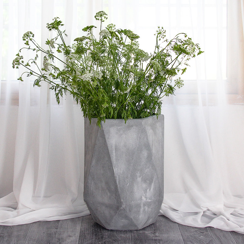 钻石型水泥花盆镁泥材质北欧简约风格家用园林花盆