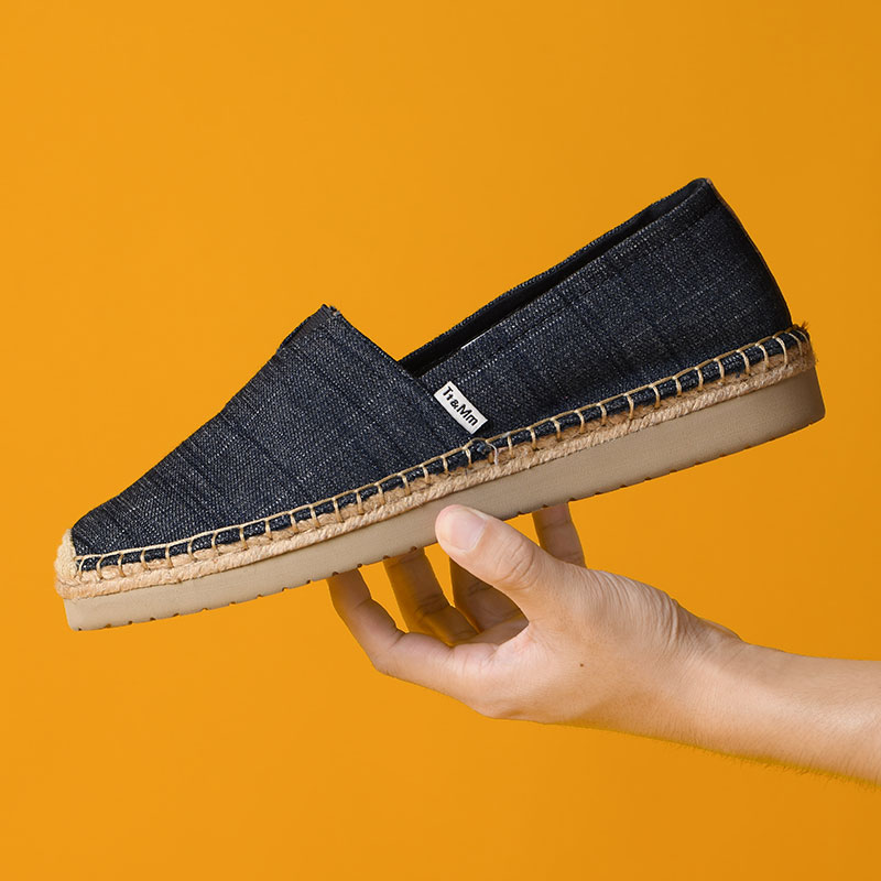 Tt&Mm/汤姆斯一脚蹬亚麻透气帆布鞋男低帮夏款草编懒人休闲渔夫鞋