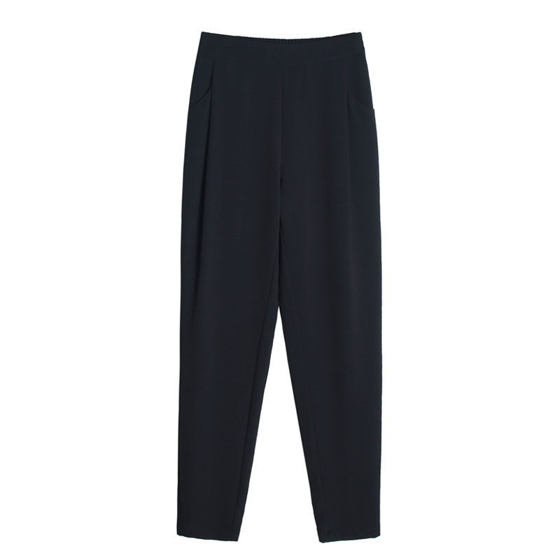 天丝裤子夏季新款高腰休闲裤九分裤显哈伦萝卜休闲裤