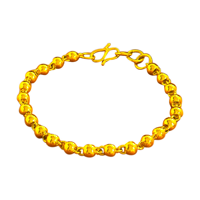 越南沙金光面圆珠手链男女仿真黄金佛珠手串手链