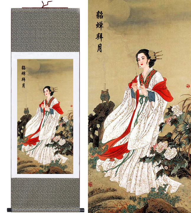 古代四大美女人物挂画中式客厅书房装饰装饰画国画