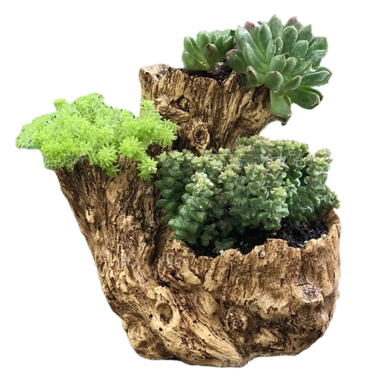 创意复古多肉组合花盆多孔大口径枯木花盆