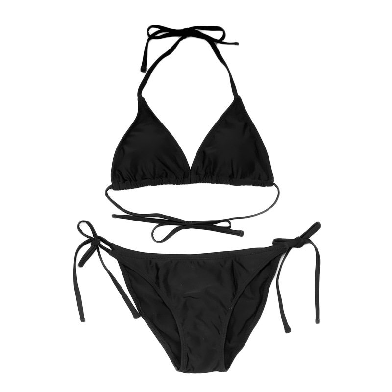 韩国性感三点式比基尼小胸聚拢三角分体沙滩度假绑带泳装游泳衣女