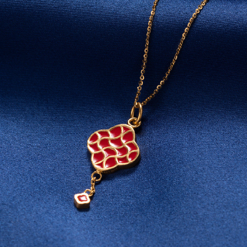 恒孚银楼苏韵系列小轩窗苏州园林海棠海棠花花纹吊坠颈饰