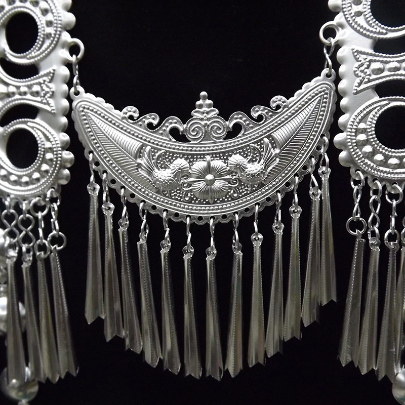 民族风彝族仿银长项项链女男复古古风挂件演出项链