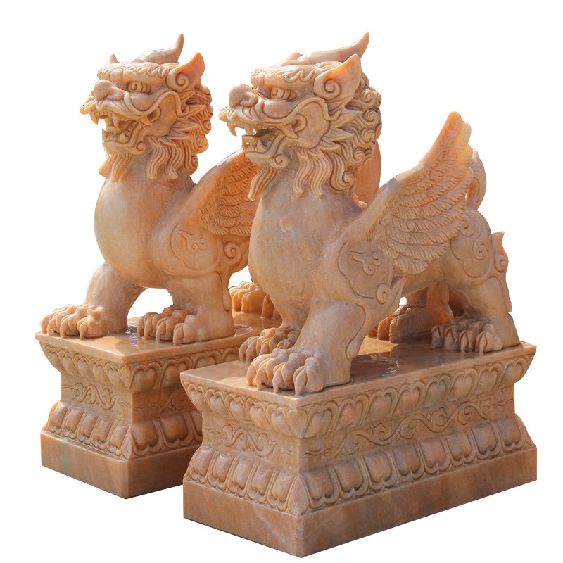 小石狮子一对小号摆件家用看门镇宅门口家居墓地风水精雕辟邪石雕