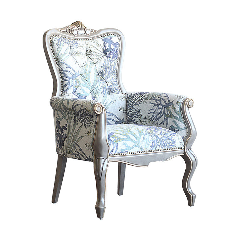 慕妃欧式沙发休闲单人布艺实木高端古典新古典沙发椅