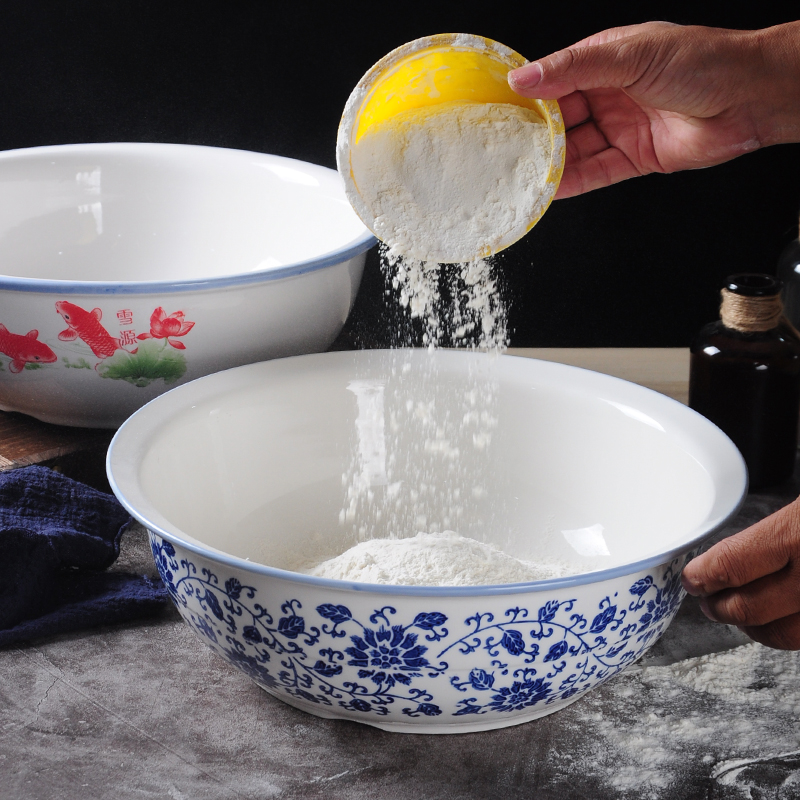 面盆优级陶瓷家用揉面带盖大号厨房活面发面手盆