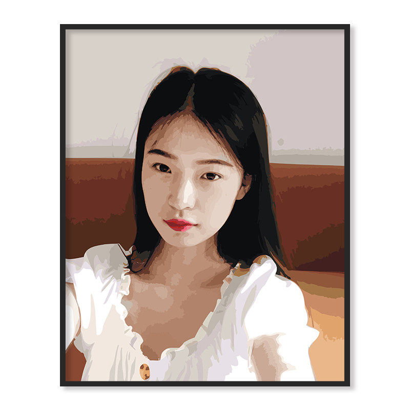 diy数字油画定制照片人物手工礼物人像画油彩画油画填色治愈卡通