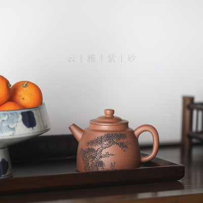 纯手工云雅中式宜兴一厂老紫泥泡单壶石泉220cc紫砂壶顾杏娟茶壶 原价