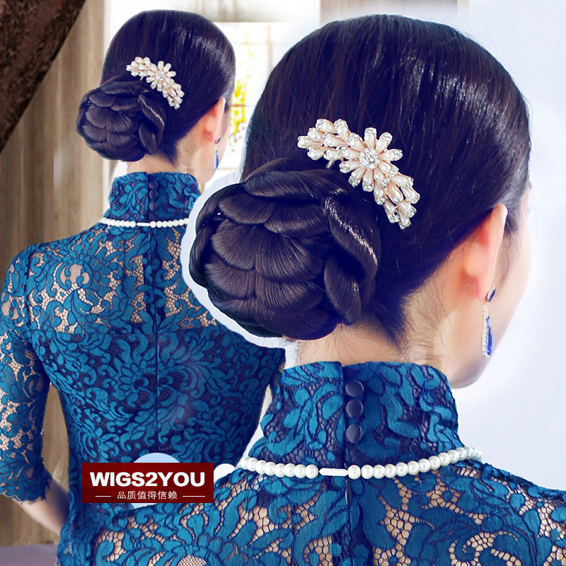 wigs2you假发女花苞头个性手工盘发大发包时尚发髻丸子头逼真