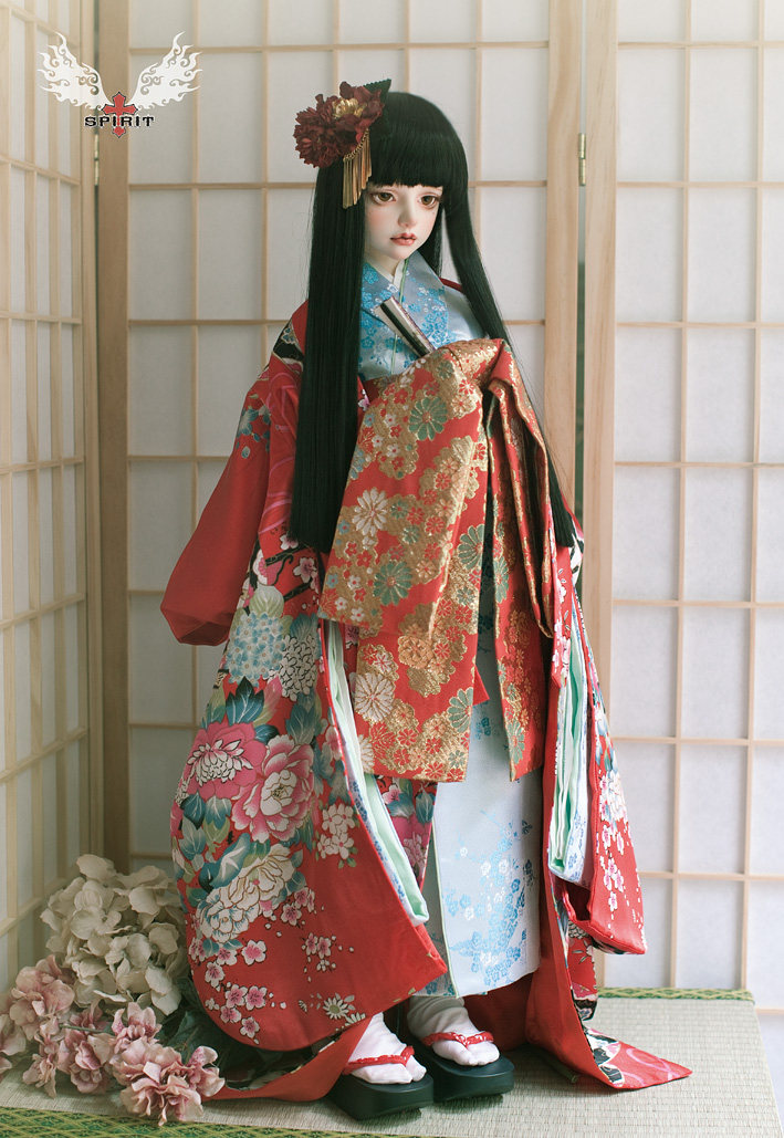 红色和服2分娃娃人偶日本人日本套装bjd大人bjd