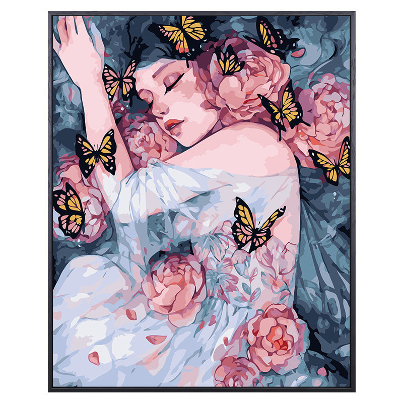 数字油画diy手工填色减压花宴女孩装饰画现代简约手绘diy