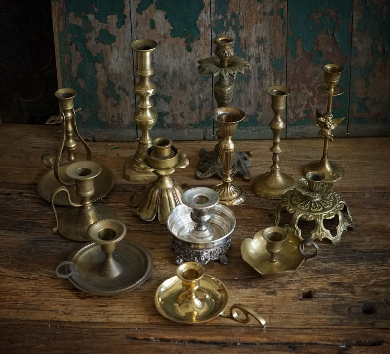 道具vintage手持黄铜烛台蜡烛婚庆复古中古摄影烛台