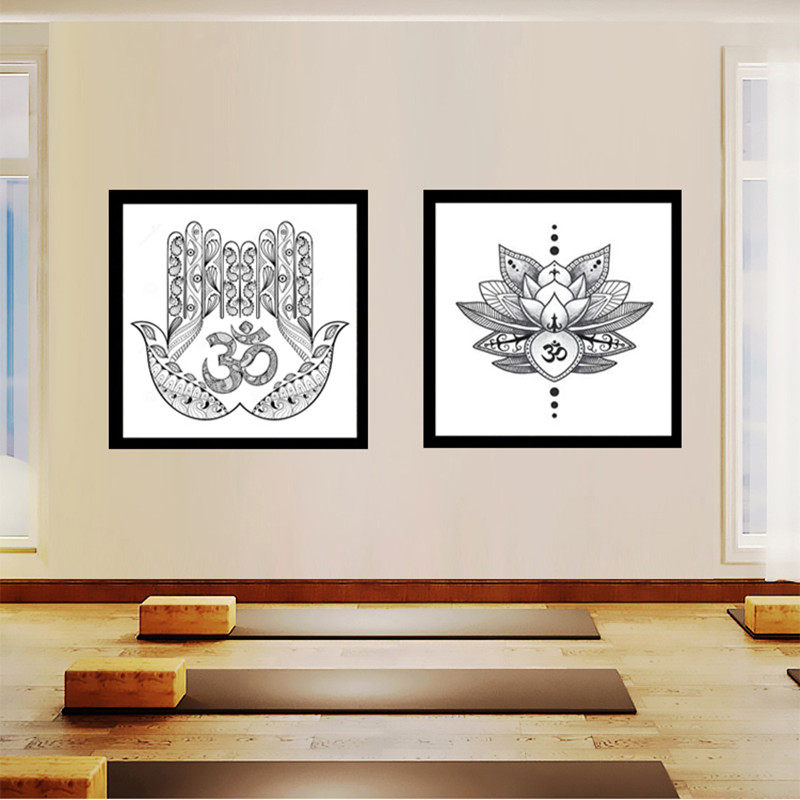 创意瑜伽装饰画曼陀罗梵文om符号阿斯汤伽哈他印度现代装饰画