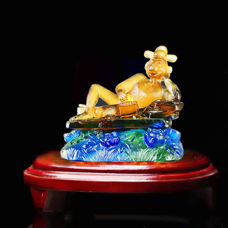 宋韶光大师2021年生肖属猴人富贵封侯吊坠琉璃摆件摆件