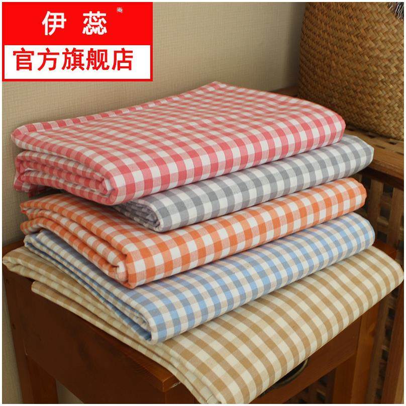 棉麻加厚好货亚麻粗棉床单纯棉裸睡清新格子床单