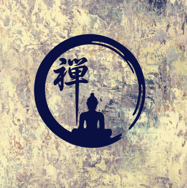 文化禅字坐禅贴画素材个性创意汽车贴纸电动车汽车装饰贴