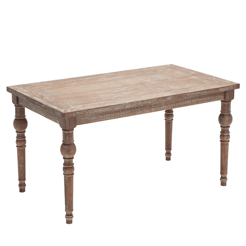 餐桌欧式复古长方造型圆腿家用高档橡木做旧实木餐桌