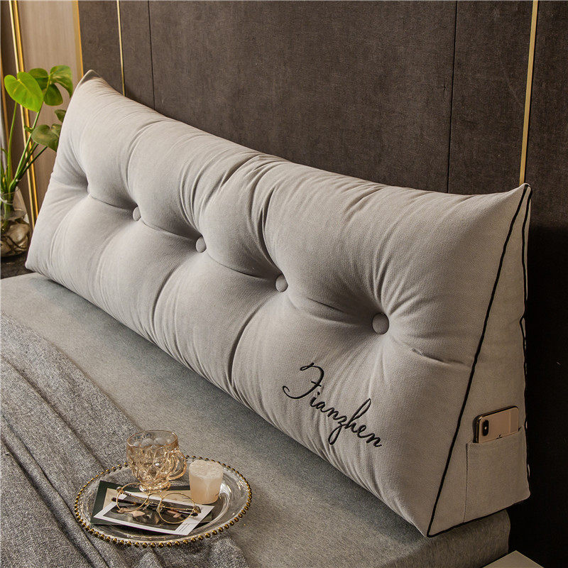 靠垫床头软包靠背床上刺绣三角枕可拆洗沙发床头靠垫