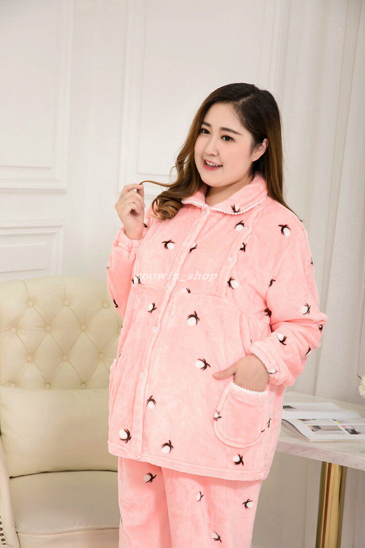 200250300斤月子孕产妇哺乳睡衣套装加肥秋冬厚胖特大套装