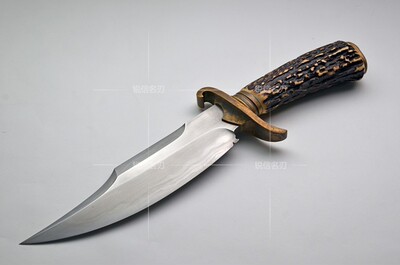 瑞典锻造名刀hogstrom鹿角青铜护手1050钢烧猎刀战术直刀收藏其他户外