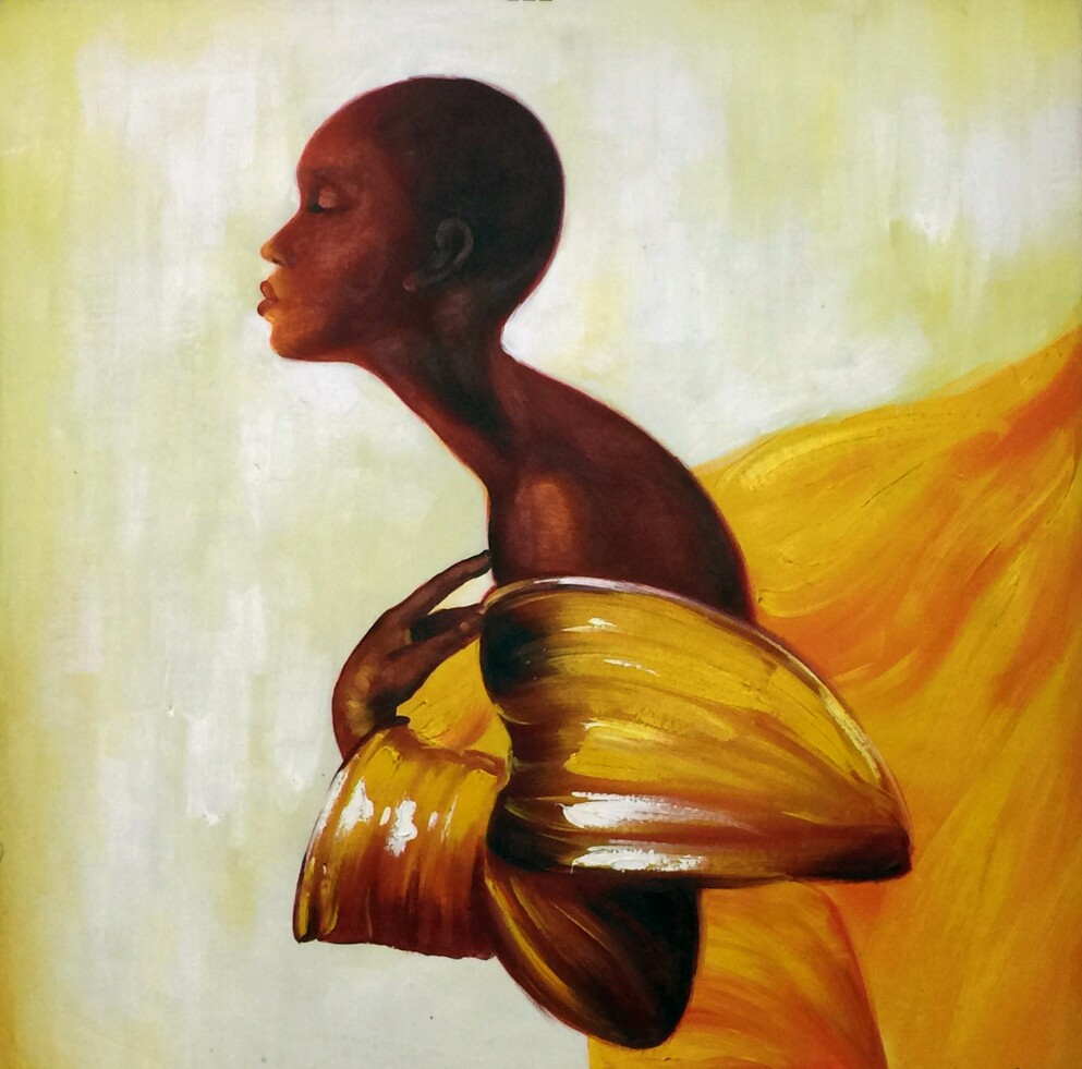 鸿儒济手绘油画美式古典挂画客厅装饰画黄色人物油画