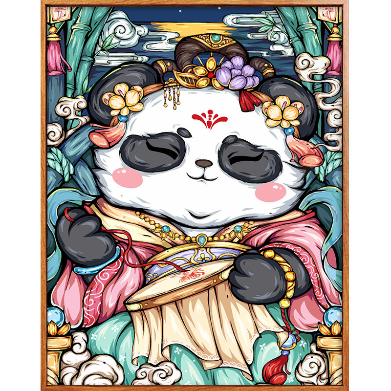 佳彩天颜diy数字油画东来卡通卡通熊熊猫国潮手绘填涂diy