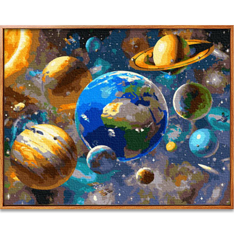 佳彩天颜diy数字油画手工自绘快乐星球客厅卧室装饰摆件diy