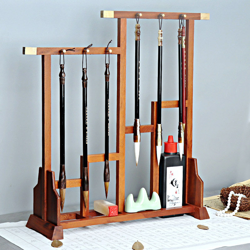 笔架笔挂书桌书房挂件简易明式结构木榫花梨笔挂