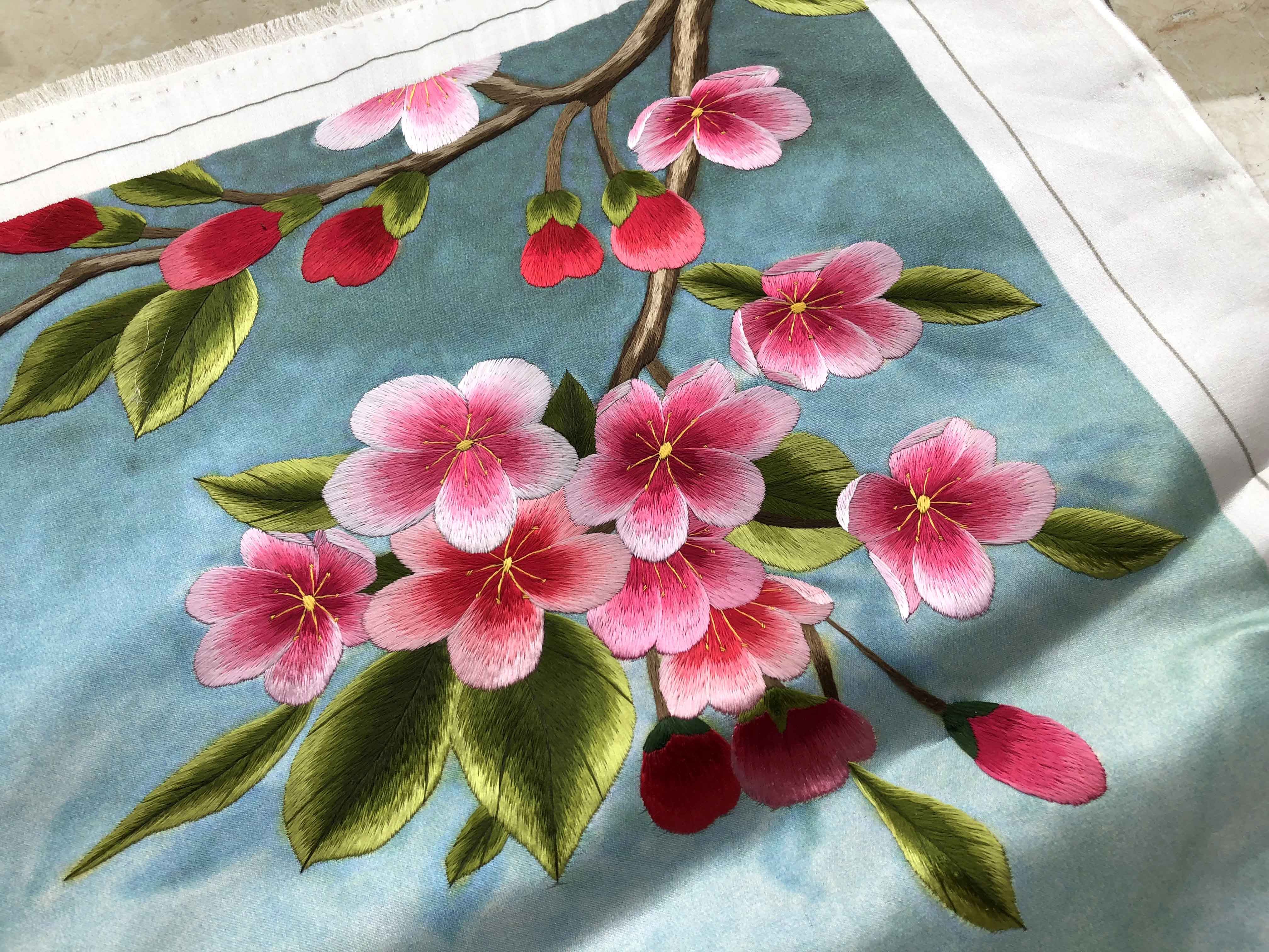 手工苏绣布片精美丝线绣制软裱客厅苏绣