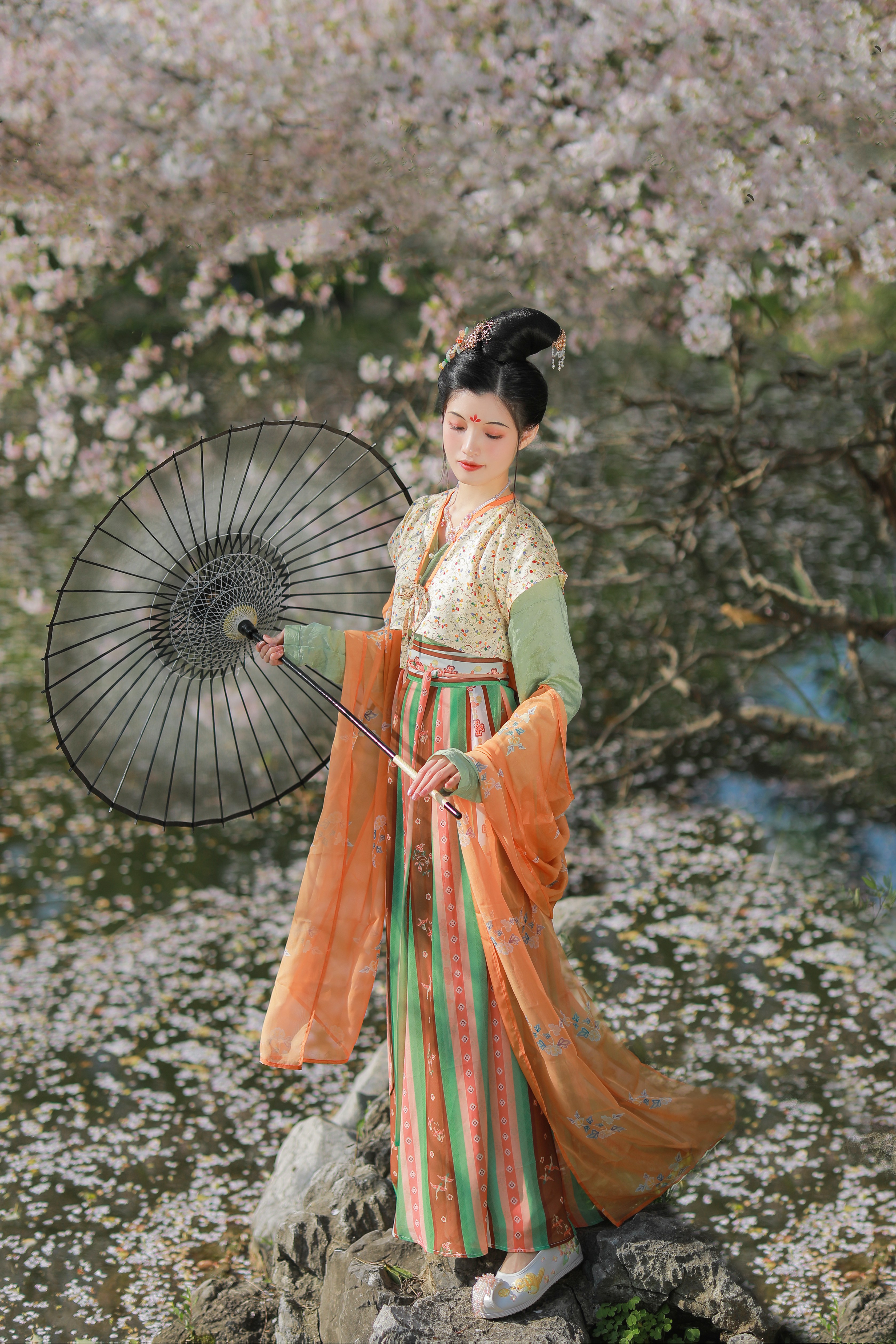 花影影娇临水照花系列唐制坦领汉夏季唐背垂领汉服