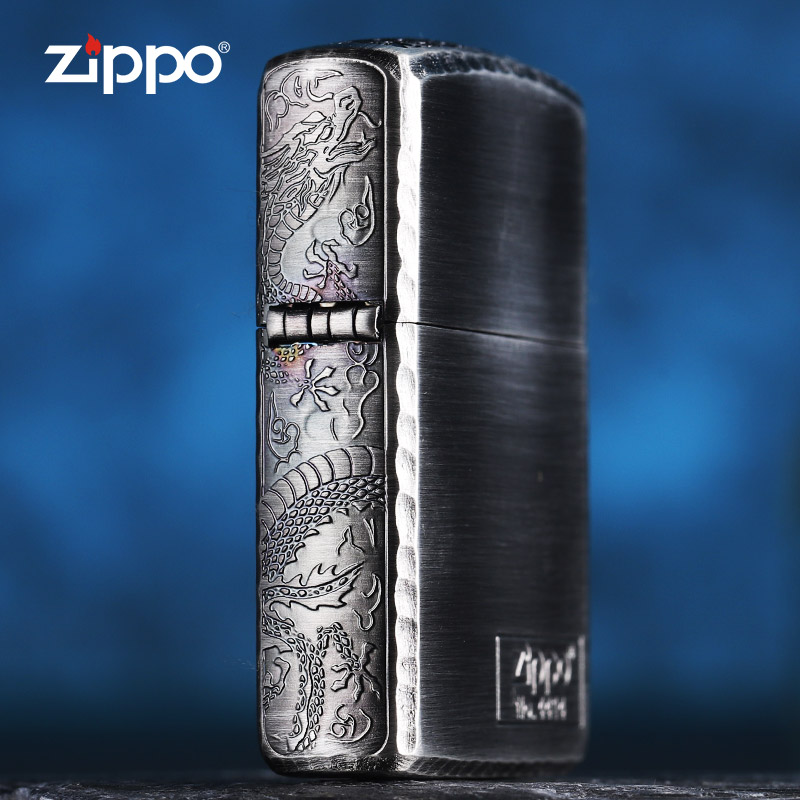 美国原装zippo打火机限量三面盘龙正版男士防风zippo
