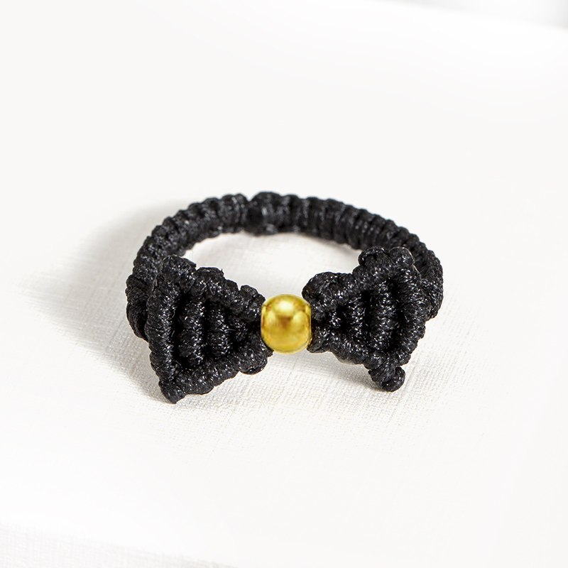 编织红绳蝴蝶结戒指黄金手工足金公主在逃转运手饰