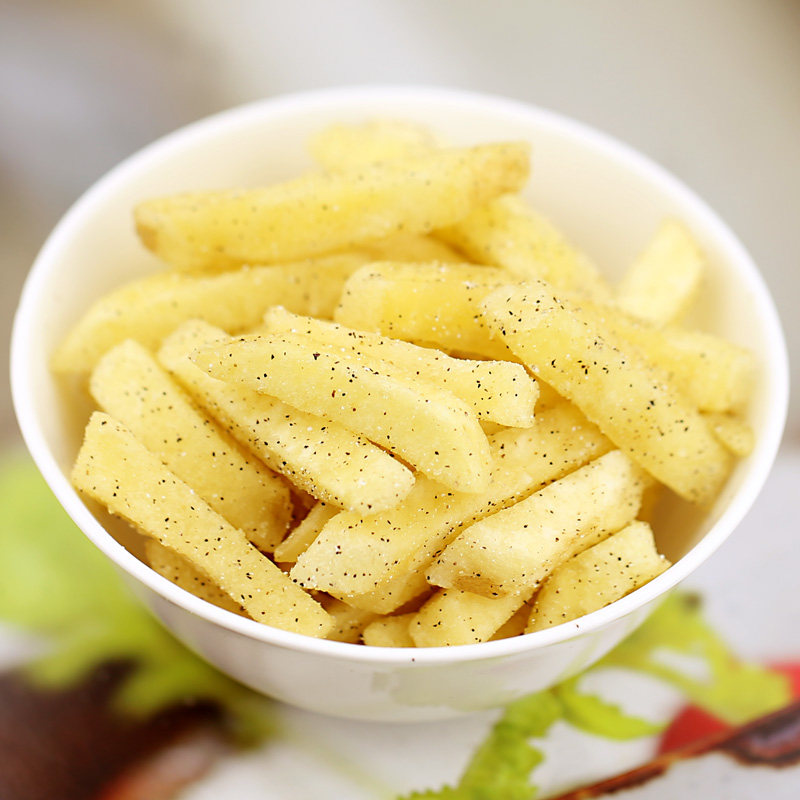 四季黑胡椒香脆薯条500g独立包装番茄酱即食网红膨化食品